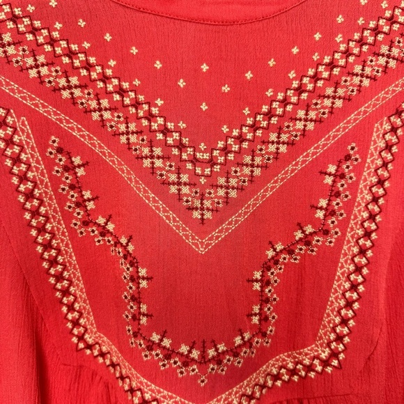 Torrid Washable Crinkle Gauze Relaxed Embroidered Blouse Size 1x Boho Flowy - Picture 9 of 13